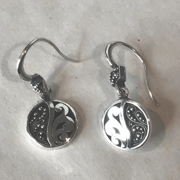 LOIS HILL Yin Yang Granulated Cutout Sterling Silver Oxidized Drop Earrings